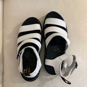 Doc Martens Black and White Strappy Platform Sandal